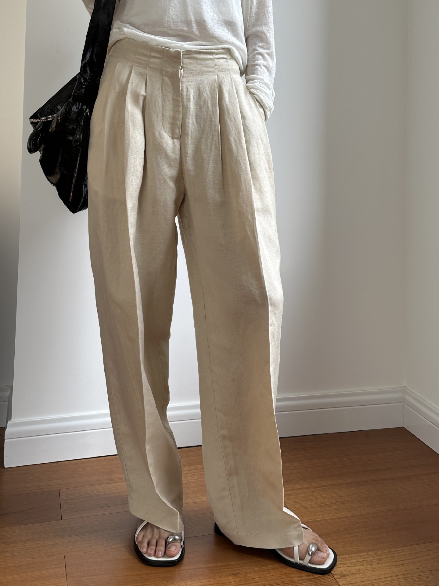 Linen Pant Wide - Casual Linen Wide Leg Pants Pleated