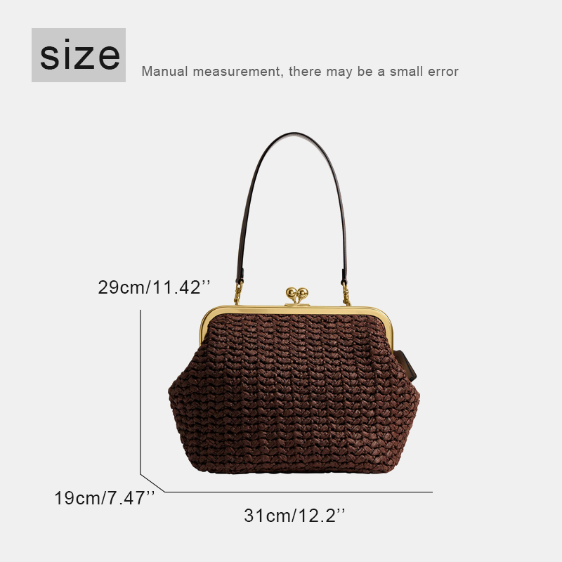 Hand-Woven Kisslock Frame Shou - Crochet Bag Raffia ulasan dan harga