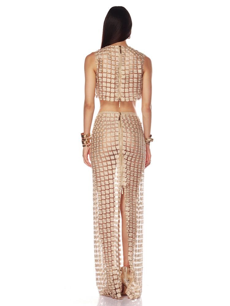 VC Stylish Beige Sleeveless Cr - Crop Top Crochet ulasan dan harga