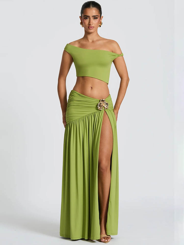 Mozision Elegant Dress Set Wom - Crop Top Crochet ulasan dan harga