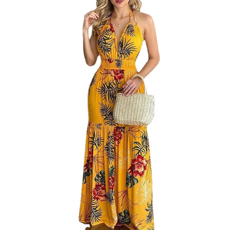 Floral Maxi Dress Long Backles - Maxi Dress Halter ulasan dan harga