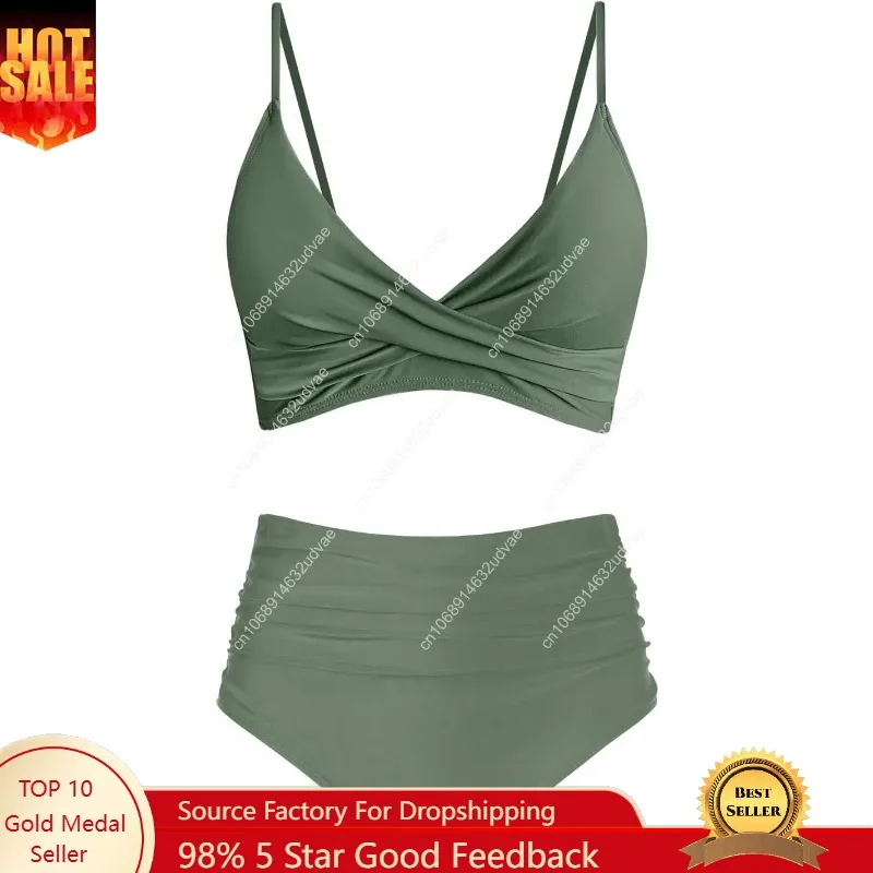 Women's High Waisted Bikini Se - Swimsuit Bikini Ruched ulasan dan harga
