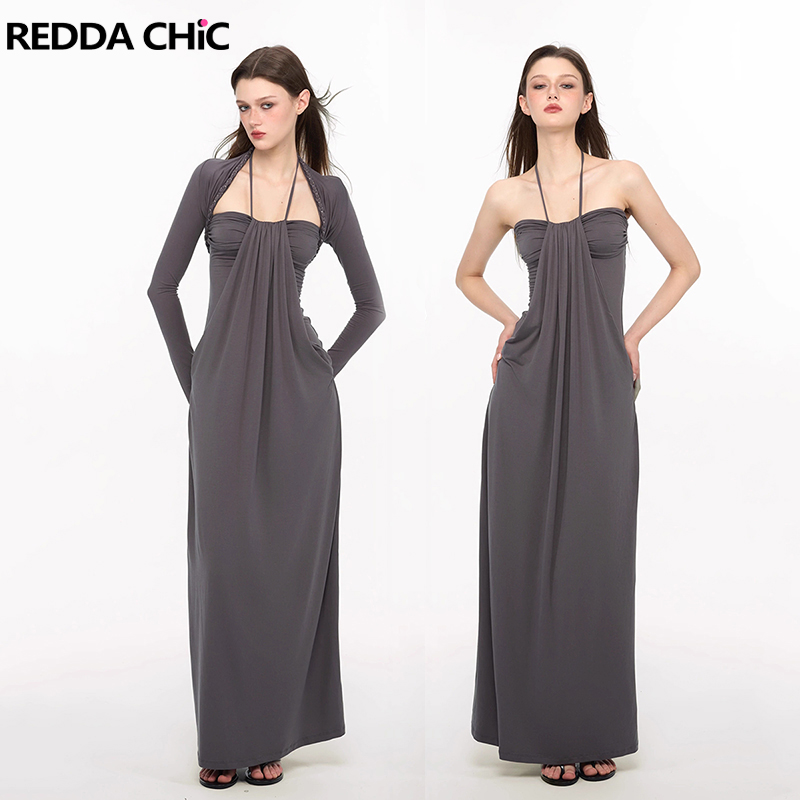 REDDACHiC Elegant Braided Shru - Maxi Dress Halter ulasan dan harga