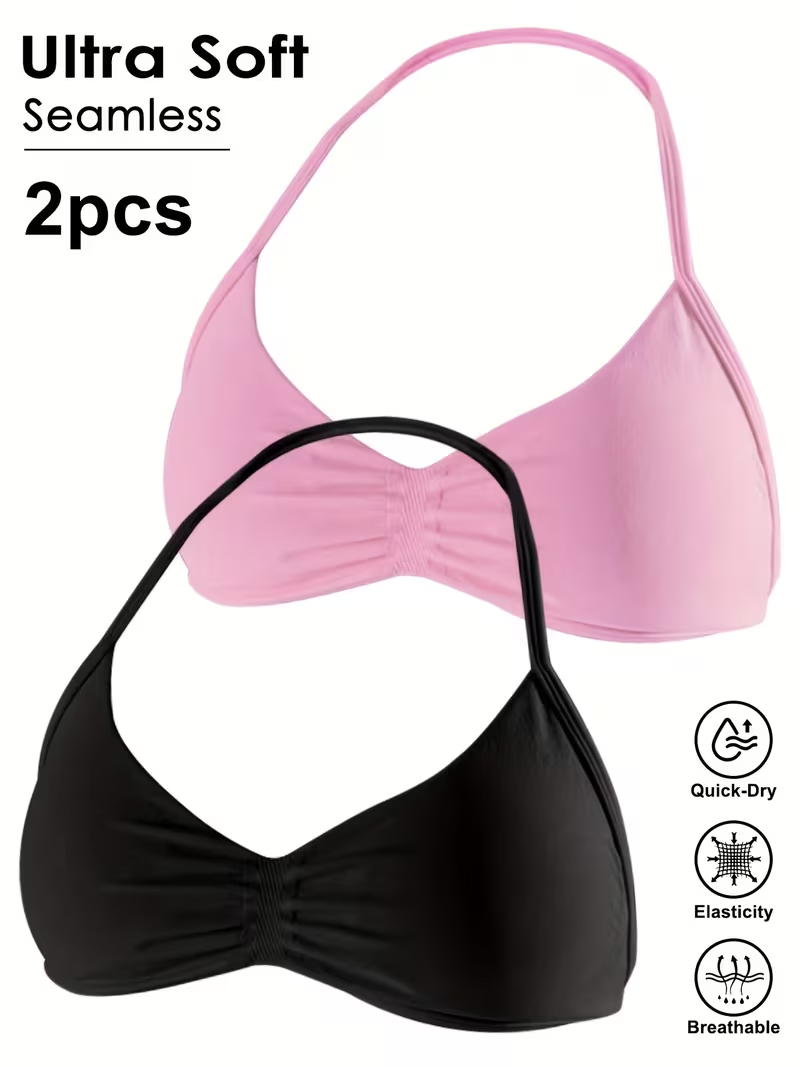 2pcs Seamless Sexy Open Back G - Crop Top Crochet ulasan dan harga